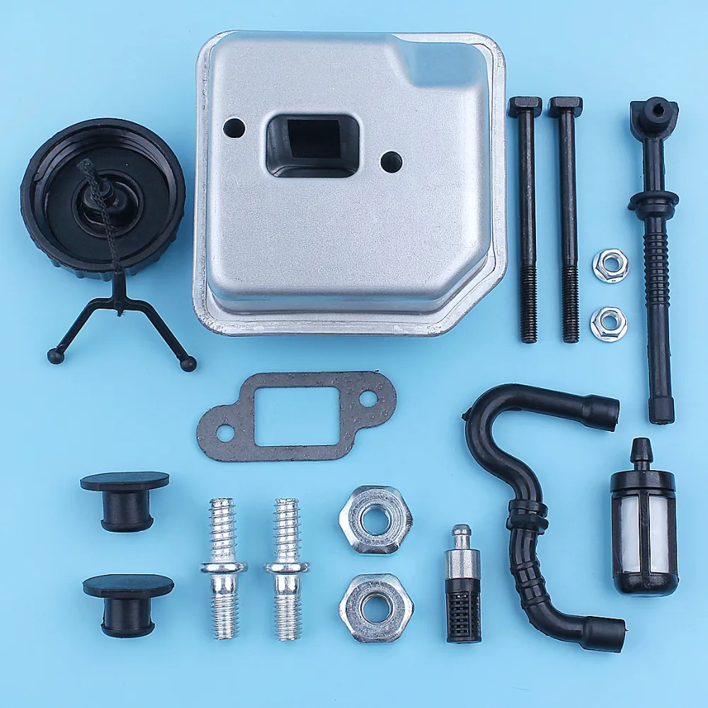 Imagem -02 - Silenciador do Escape Kit Silenciador para Stihl 018 Ms180 017 Ms170 ms 180 170 Ms180c Ms170c Motosserra Barra Parafuso Prisioneiro Porca Combustível Filtro de Óleo Linha