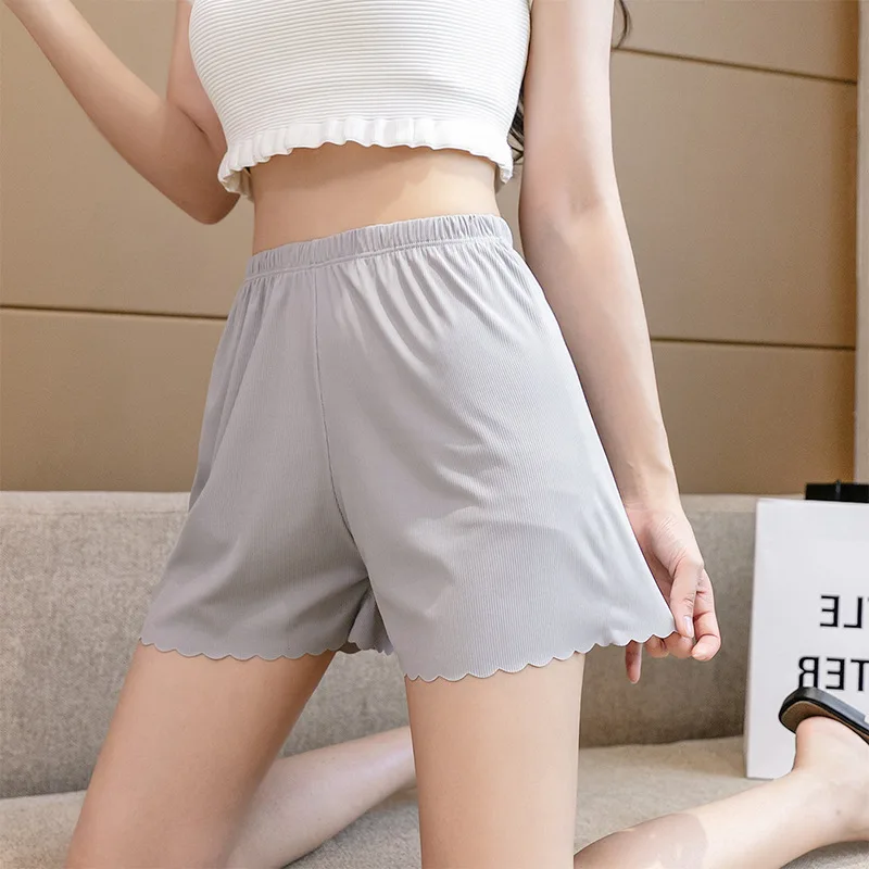 Women Panties Under Skirt Safety Short Pants Stripe Seamless Women Underpants Wave Hem Boxer Loose Women Outside Wear Shorts