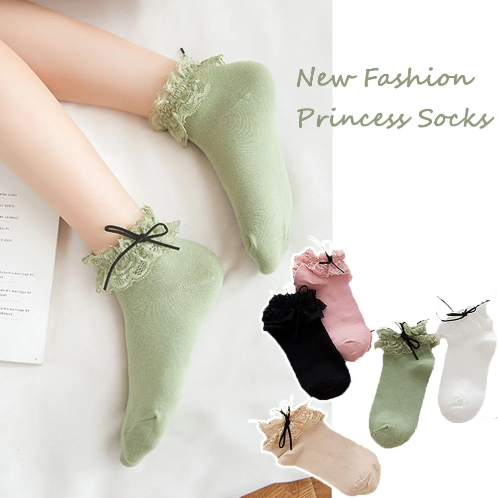 1 paar Koreanischen Stil Harajuku Damen Mädchen Süße Prinzessin Socken Retro Hohl Luxus Solide Baumwolle Spitze Rüschen Socke Rüsche Knöchel socke