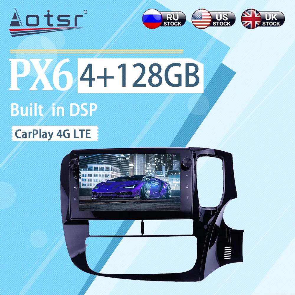 4+128GB For Mitsubishi Outlander 2014 - 2018 Android 10 WIFI Wireless Carplay Car Multimedia Radio Player GPS Navigation Stereo