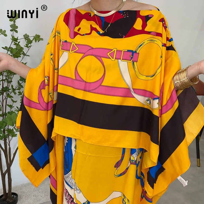 WINYI superior quality AFRICA sukienka maxi Print winter Loose Elegant Muslim Abaya Bazin Robe Gowns Broder Riche فستان زهري