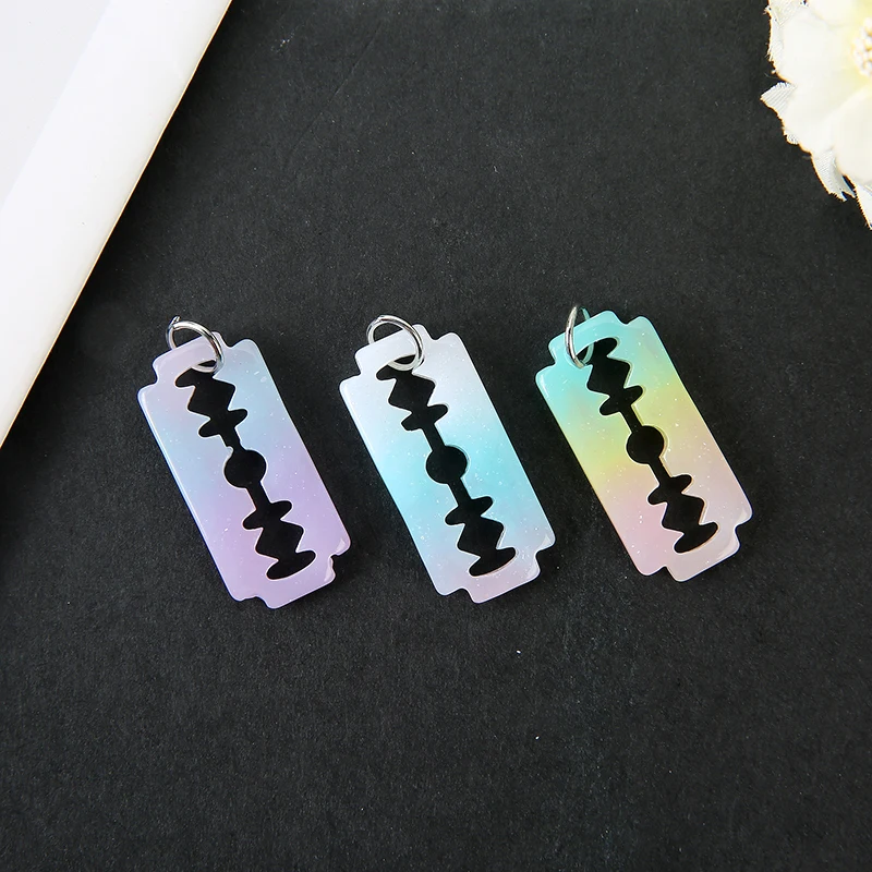 20Pcs 32*15mm  Razor Blade Shape Charms  Resin Crafts  for Earrings Pendant  Accessories Jewelry DIY Making