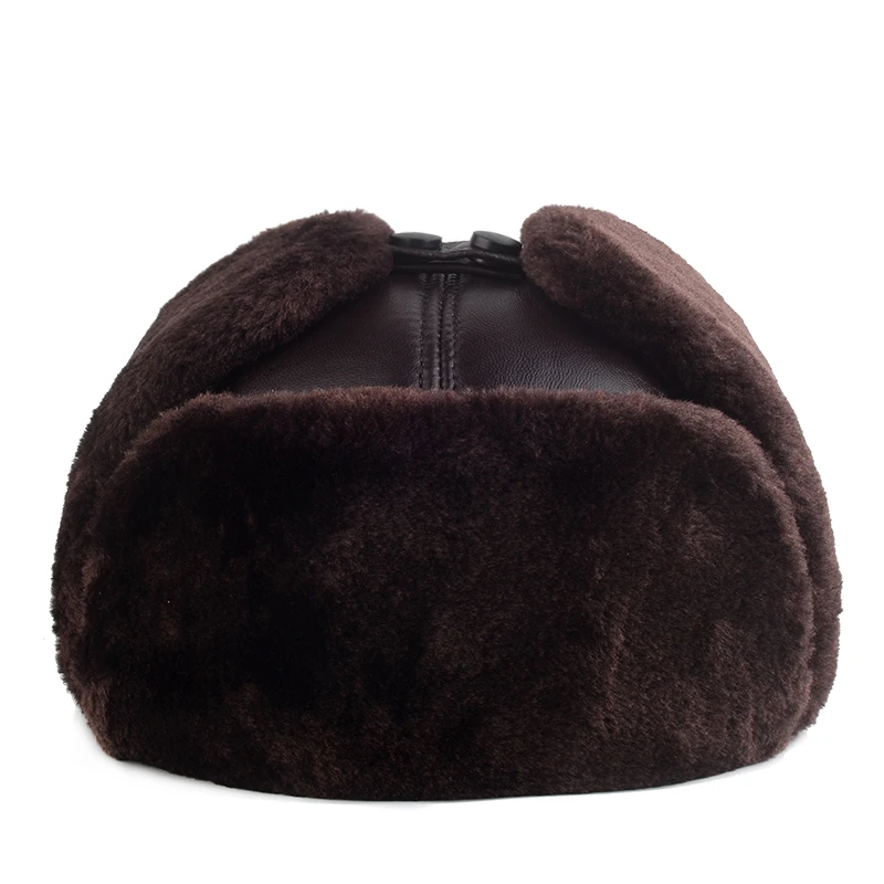 Leather hat male northeast Leifeng hat middle-aged and elderly winter thickened earmuffs warm hat cotton dad grandpa old man hat