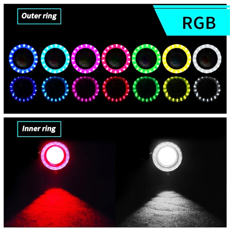 2pcs RGB Angel Eyes DRL Fog Lamp 3.5