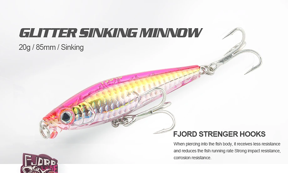 FJORD 85mm 20g Platinen Wobbler Shad Unterwasser Angeln Locken Bleistift Bass Künstliche Köder Für Tucuna Meer Gefälschte Köder salzwasser – Detail 1