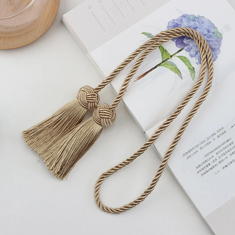 1Pc Tassel Curtain Tieback Room Accessories Curtain Holder Buckle Rope Handmade Weave Tassel Fringe Bandage Home Decoration