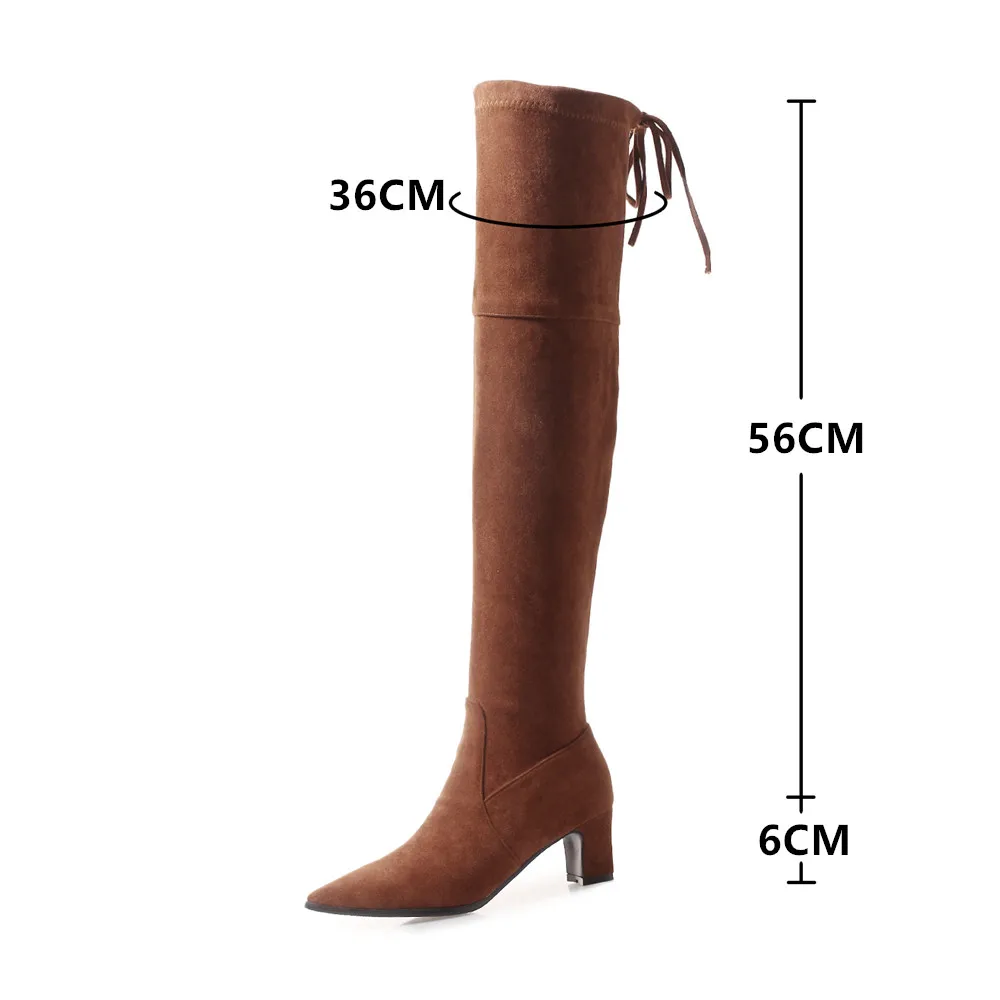 2023 Fashion Faux Suede Slim Over the knee Boots Winter Women Boots Sexy Thigh High Boots Female High Heel Shoes Woman 32 33 43