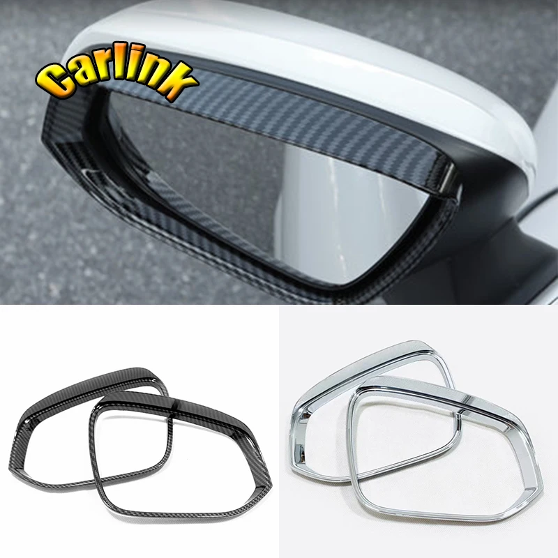 

For Toyota Highlander Kluger 2021 2022 ABS Carbon /Chrome Car Exterior Decoration Accessories Of Rear-View Mirror Rain Eyebrow