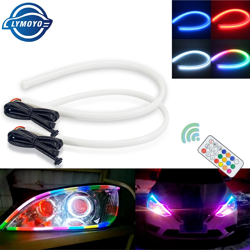 2pcs 30/45/60CM rgb drl led strip Car running lights Flowing Turn signal Daytime running lights Fog light Decorative light strip