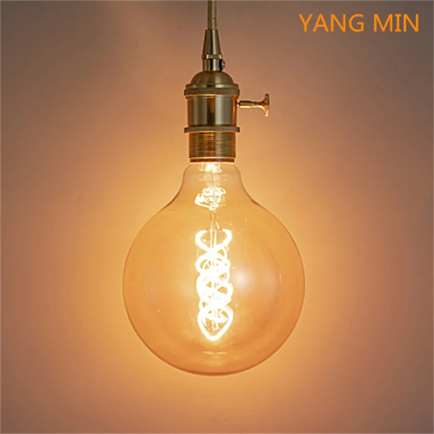 Energetic Lighting LED Dimmable Edison Light Bulb, G125 Vintage Globe Shape Filament Bulb, 4W 400 Lumen High Brightness