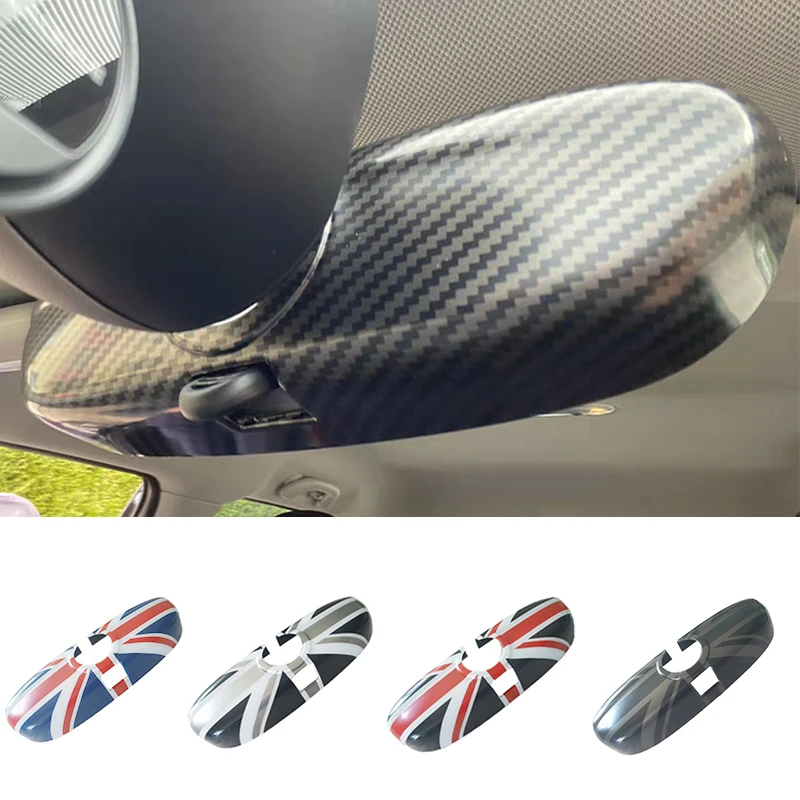 Car Interior Rear View Mirror Cover Sticker For MINI One Cooper S JCW R50 R52 R53 R55 R56 R57 R60 F54 F55 F56 F57 F60 Accessory