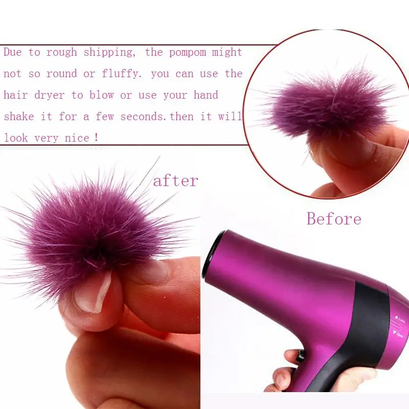 Nerz-Pompom, 25 mm, 30 mm, 40 mm, Fellknäuel, DIY-Pompon zum Aufnähen, gestrickt, Schlüsselanhänger, Schal, Hüte, DIY-Schmuck, Bastelzubehör – Detail 1