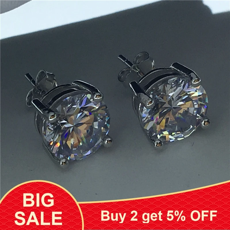Fashion Tennis Earrring 9mm AAAAA zircon cz 925 sterling silver Engagement Wedding Stud Earrings for women men Jewelry