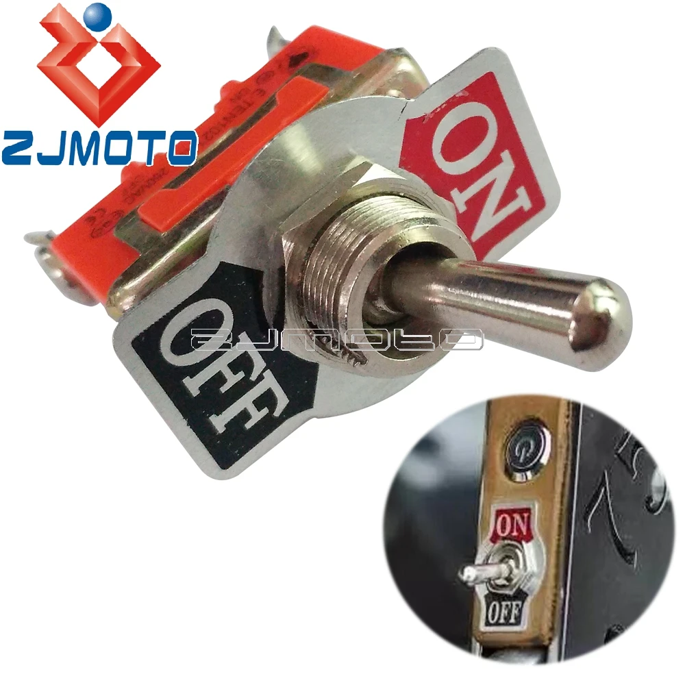 Retro Motorcycle Toggle Switch E-TEN1021 15A 250VAC 2-Pin ON-OFF Flick Light Switch For Harley Cafe Racer Bobber Chopper