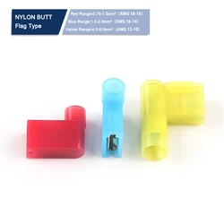 25PCS FLDNY Nylon Crimp Terminal Insulated Flag 6.3mm Angle plug Female Spade Wire Connector Terminals