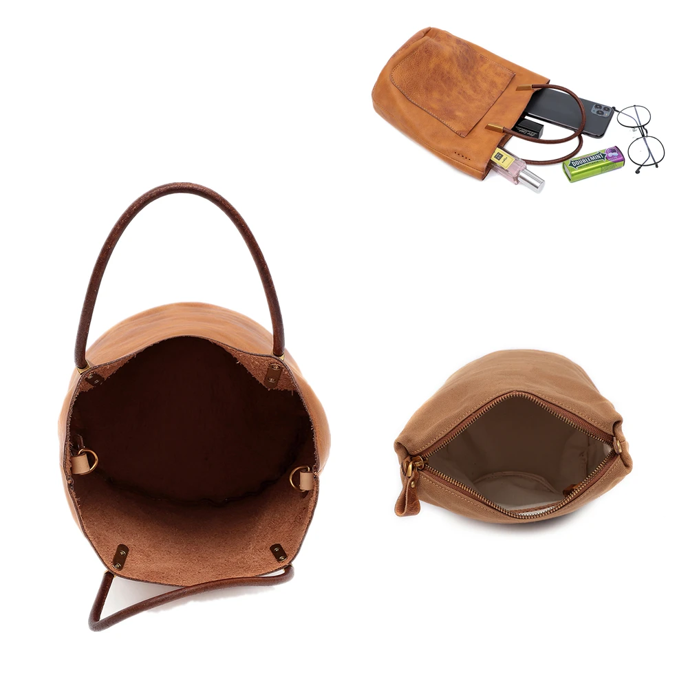 JOGUJOS Fashion Genuine Leather Bucket Composite Bags Women Cowhide Luxury Handbag High Quality Lady Small Crossbody Bag2021