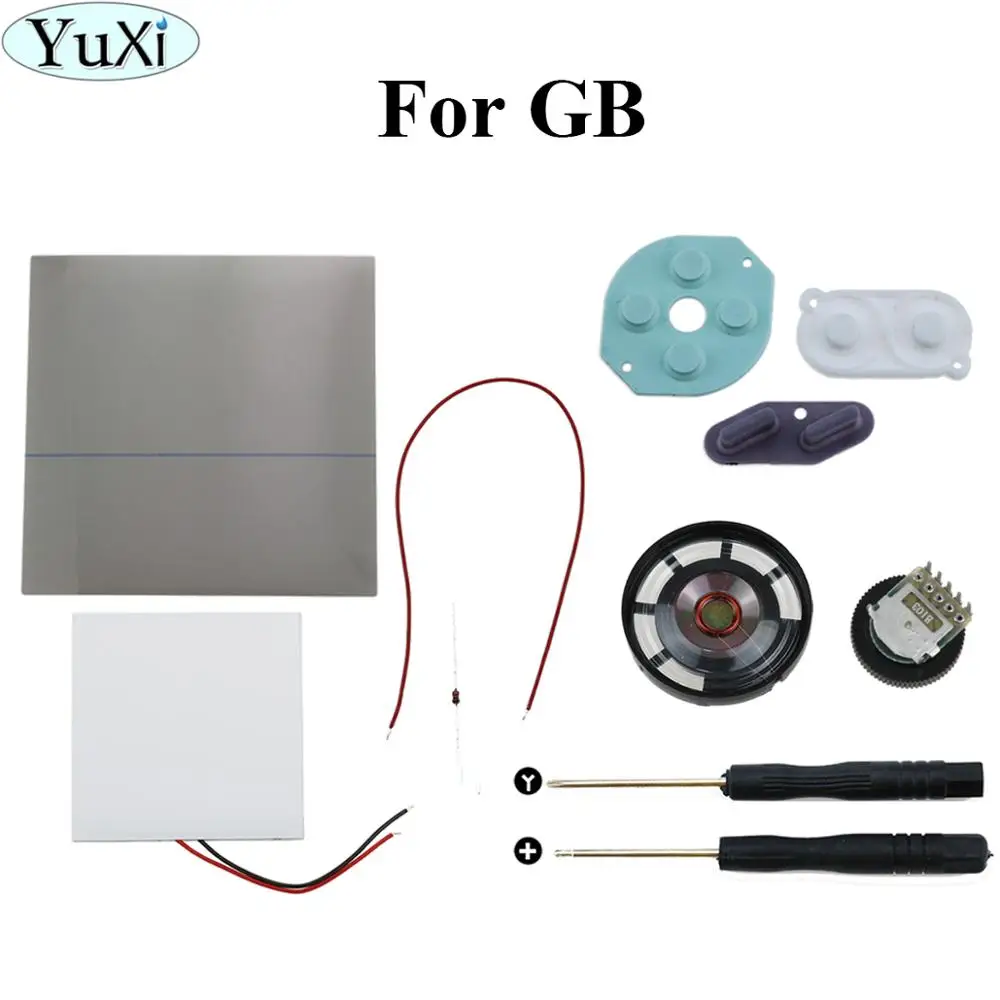 

YuXi 1Set For Nintend for Gameboy LCD Panel To Light Up Screen Behind for GB Classic + Speaker Loudspeaker+Silicone Conductive