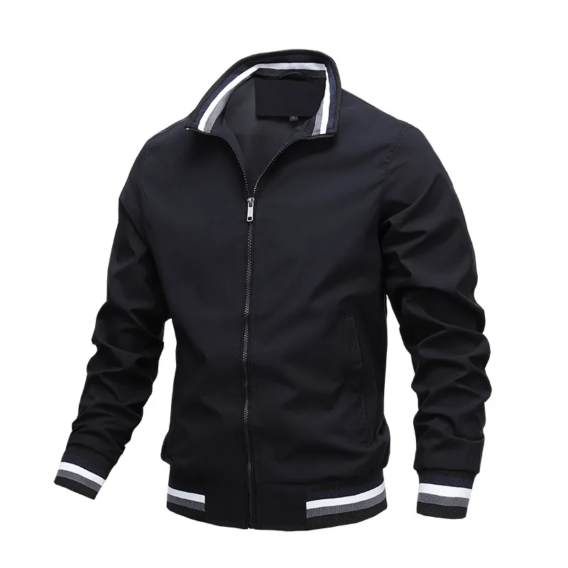 Newly added velvet and cotton casual jacket spring and autumn sports solid color jacket men's