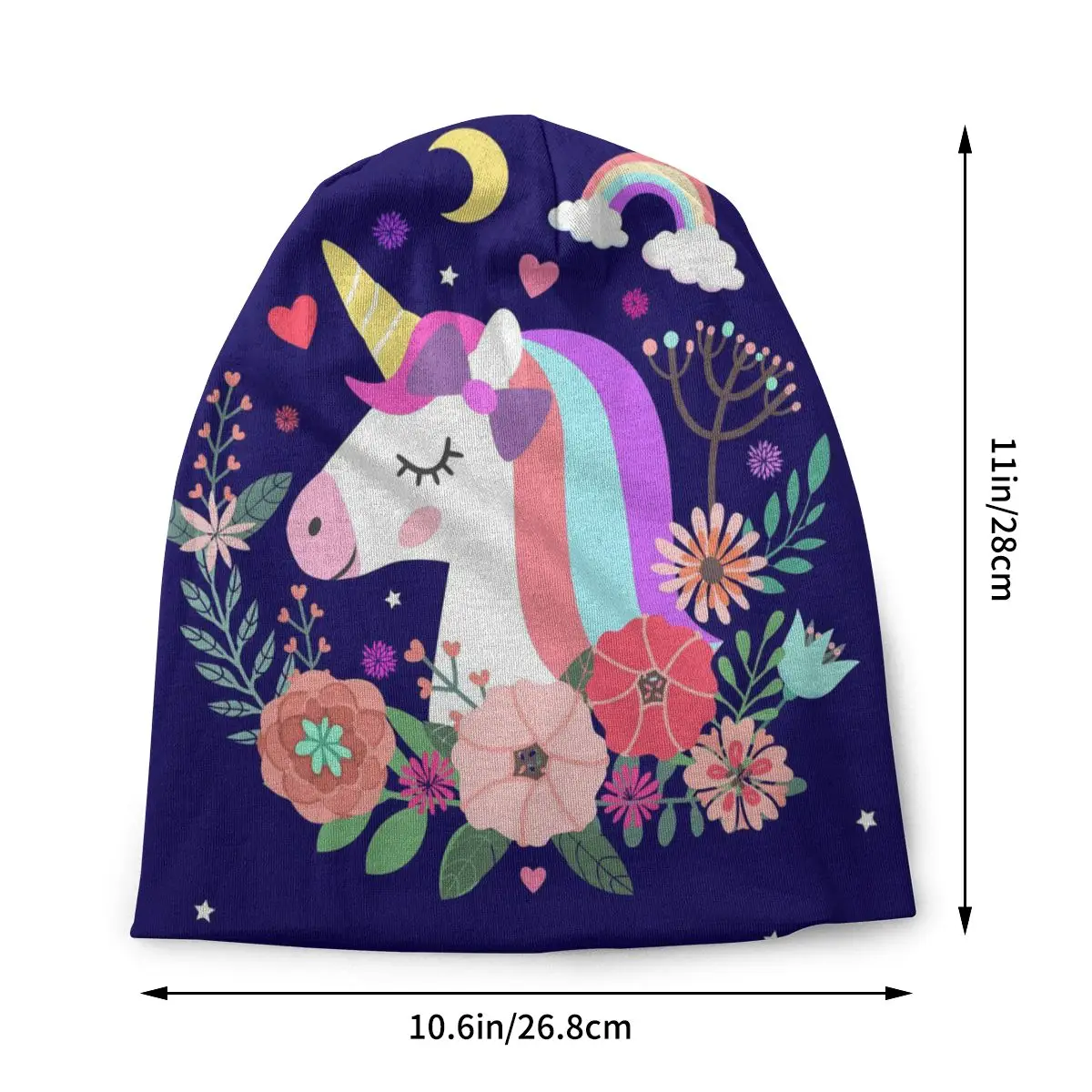 Unicorn Art Culture Drawing Men Women Beanies Outdoor Ski Cap Double Layer Fabric Bonnet Hat