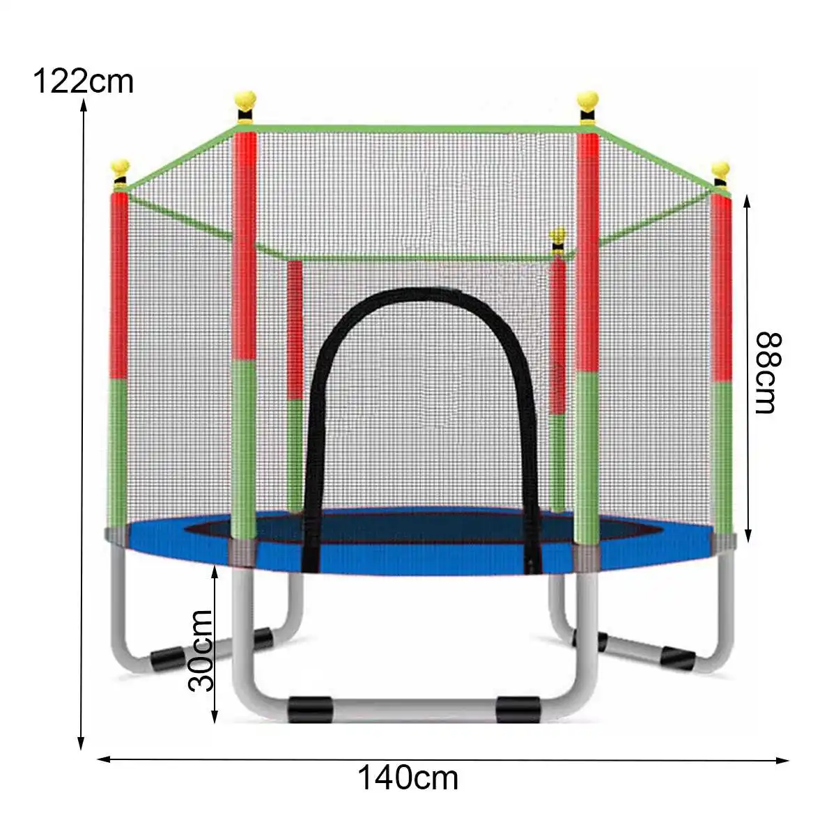 

Mini Trampoline 55.12inch Round Kids Enclosure Net Pad Rebounder Outdoor Exercise Home Toys Jumping Bed Max Load 200 KG