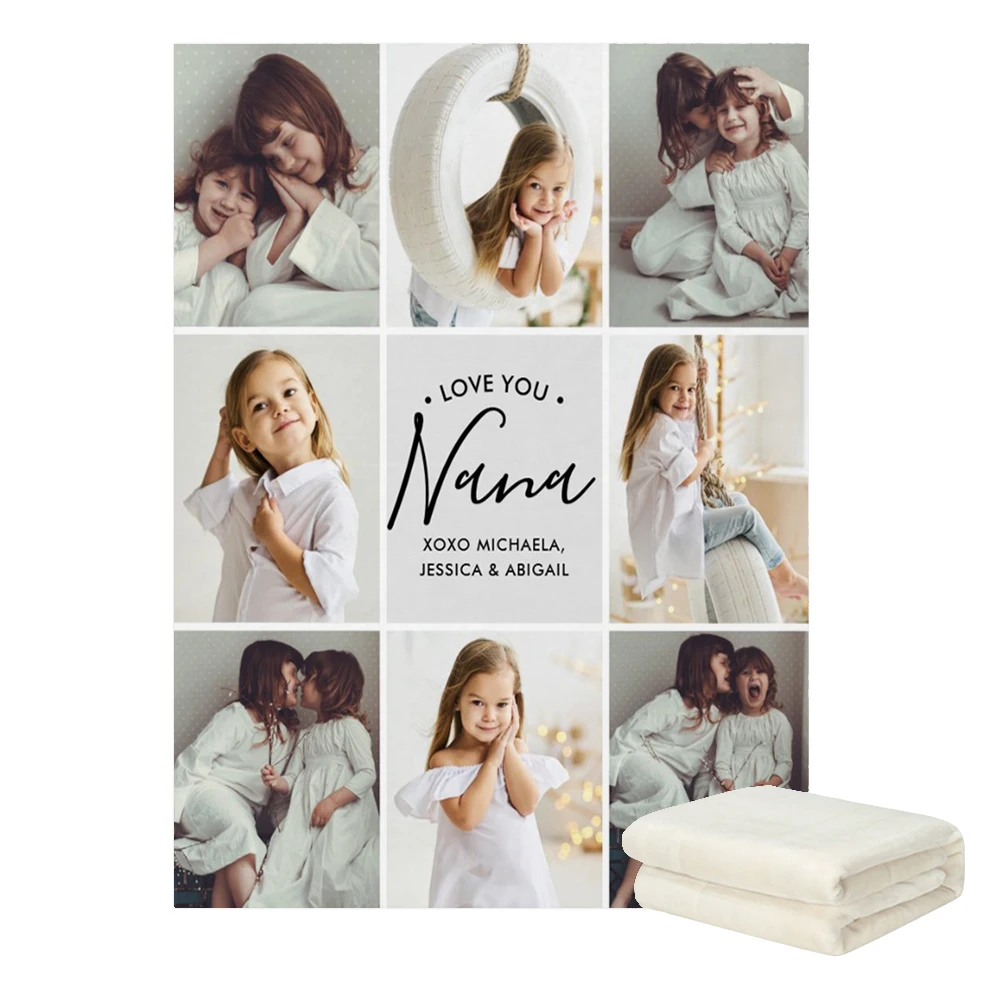 LVYZIHO-Collage de fotos personalizado y letras de escritura personalizadas, Blanket-30x40/48x60/60x80 pulgadas, Fleece Blankt