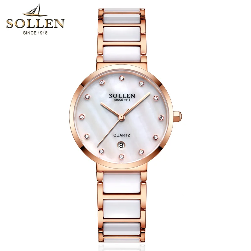 سويسرا العلامة التجارية الفاخرة SOLLEN اليابان استيراد VJ12 كوارتز ساعات نسائية الماس الياقوت 7 مللي متر رقيقة جدا مقاوم للماء ساعة SL407 #2
