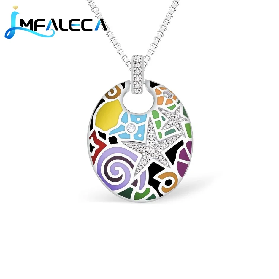 LMFALECA Women 925 Sterling Jewelry Sets Multicolor Enamel Pattern Clip Earrings Ring Necklace Fine Luxury Birthstone Jewelry