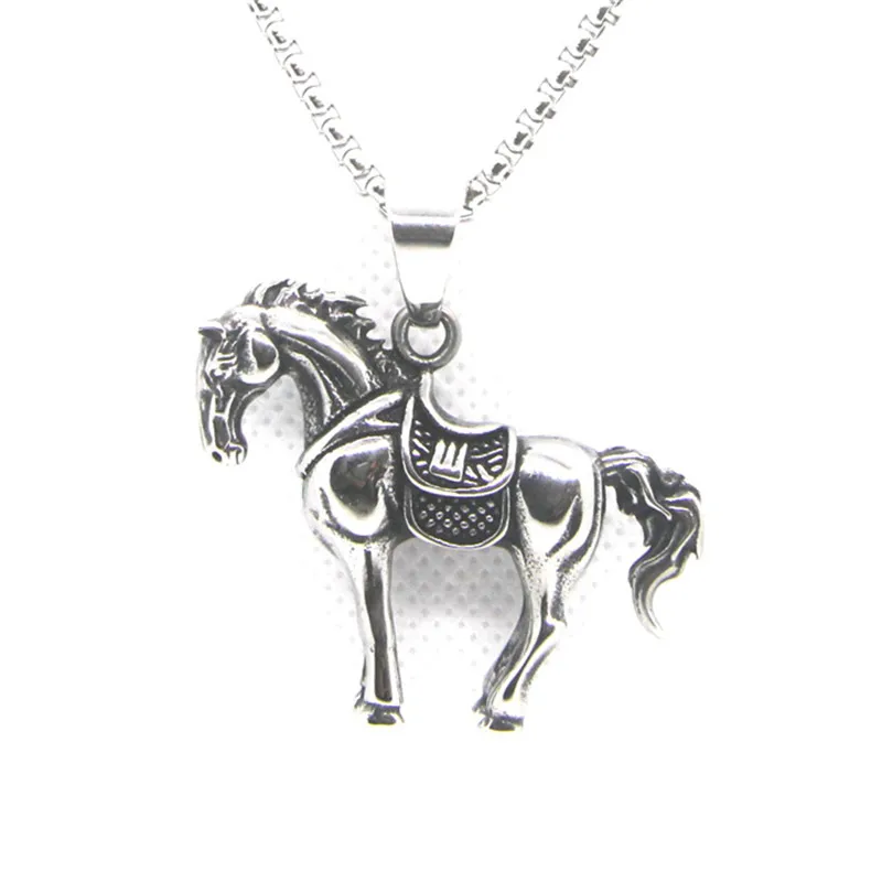 Stainless Steel Horse Pendant Riding Horse Necklace With Chain
