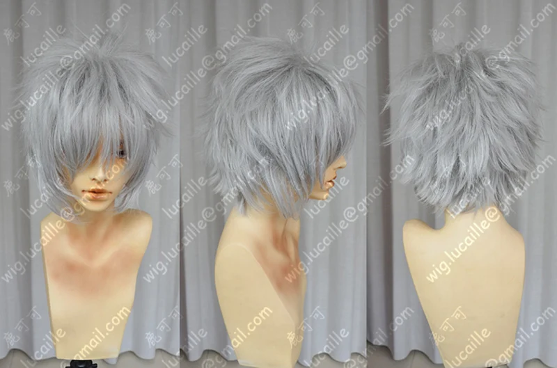 هاتاكي كاكاشي قصير فضي رمادي اللون الشعر مقاومة للحرارة كوس الباروكات + عقال + قناع