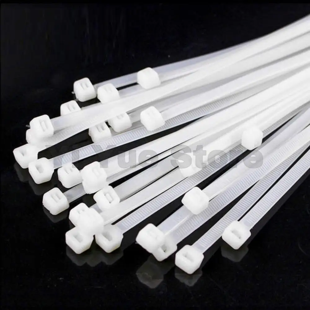 Brida de nailon de plástico autoblocante, organizador de sujetar cables, bridas con cremallera, color blanco y negro, 100 unids/lote por bolsa