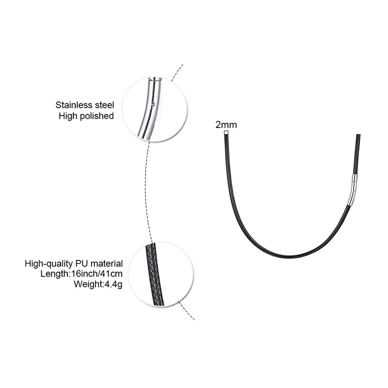 Vnox Basic 2/3 mm Wide Rope Chain Choker Necklaces for Men Women 16/18/20/22/24/26/28/30 Inch Accessories