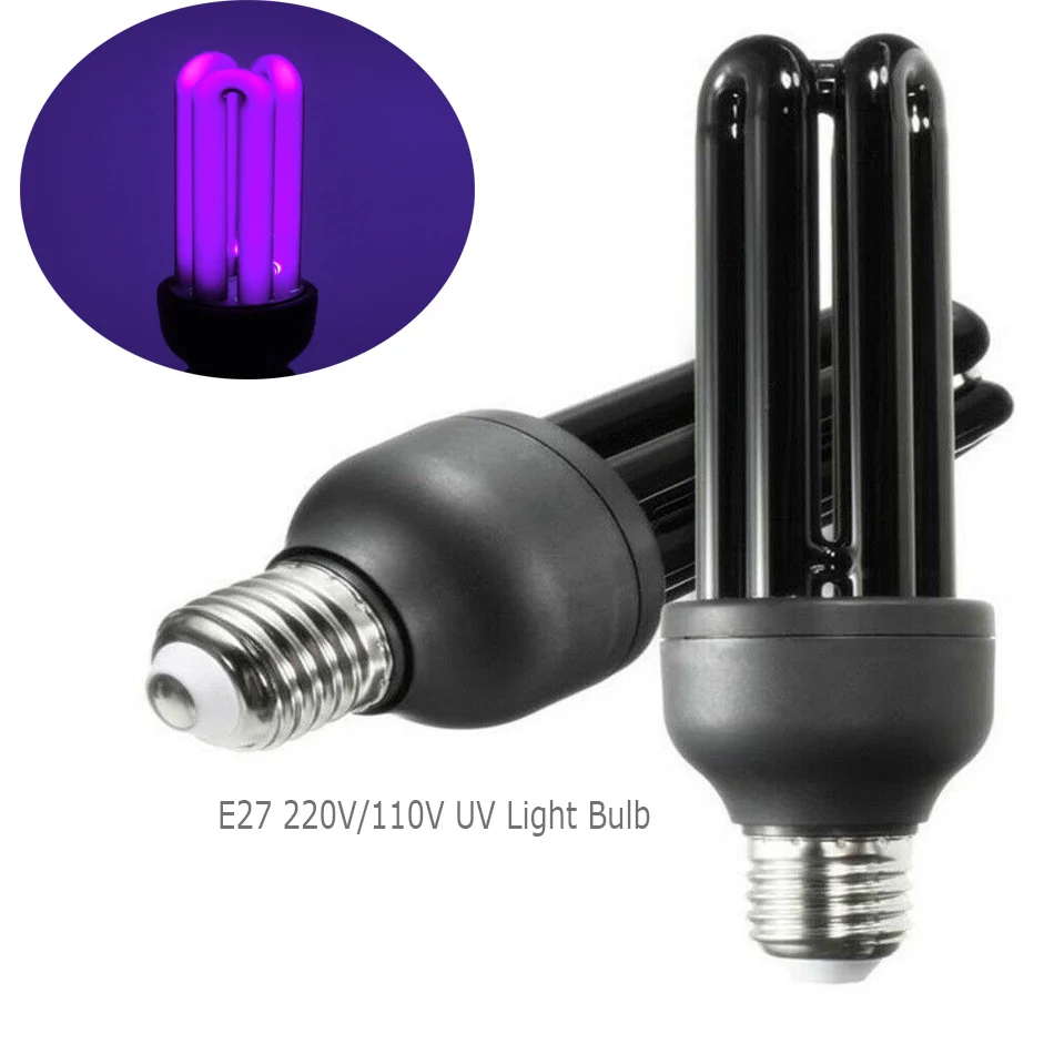 5Pcs 220V E27 40W UV Light Bulb UV Ultraviolet Fluorescent CFL Light Bulb Spiral Violet Lamps Lighting Enegy Saving Black Light