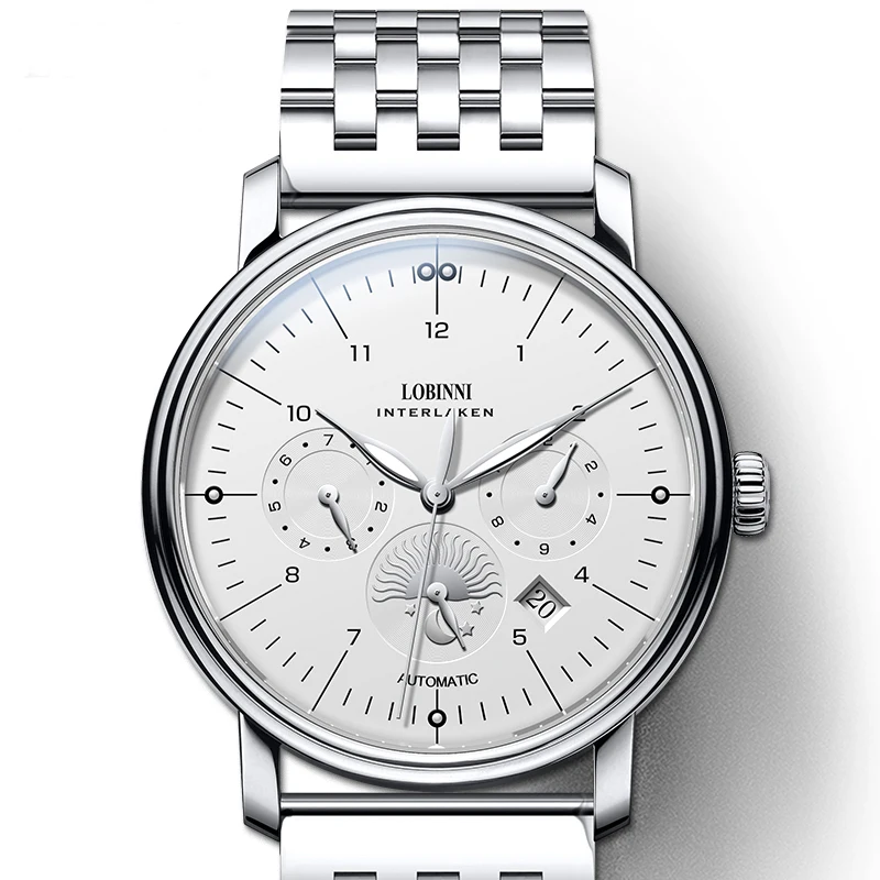 LOBINNI Top Marke Mechanische Uhr Saphirglas Wasserdicht 50M Edelstahl Automatische Uhr Luxus Datum Woche Männer Uhren