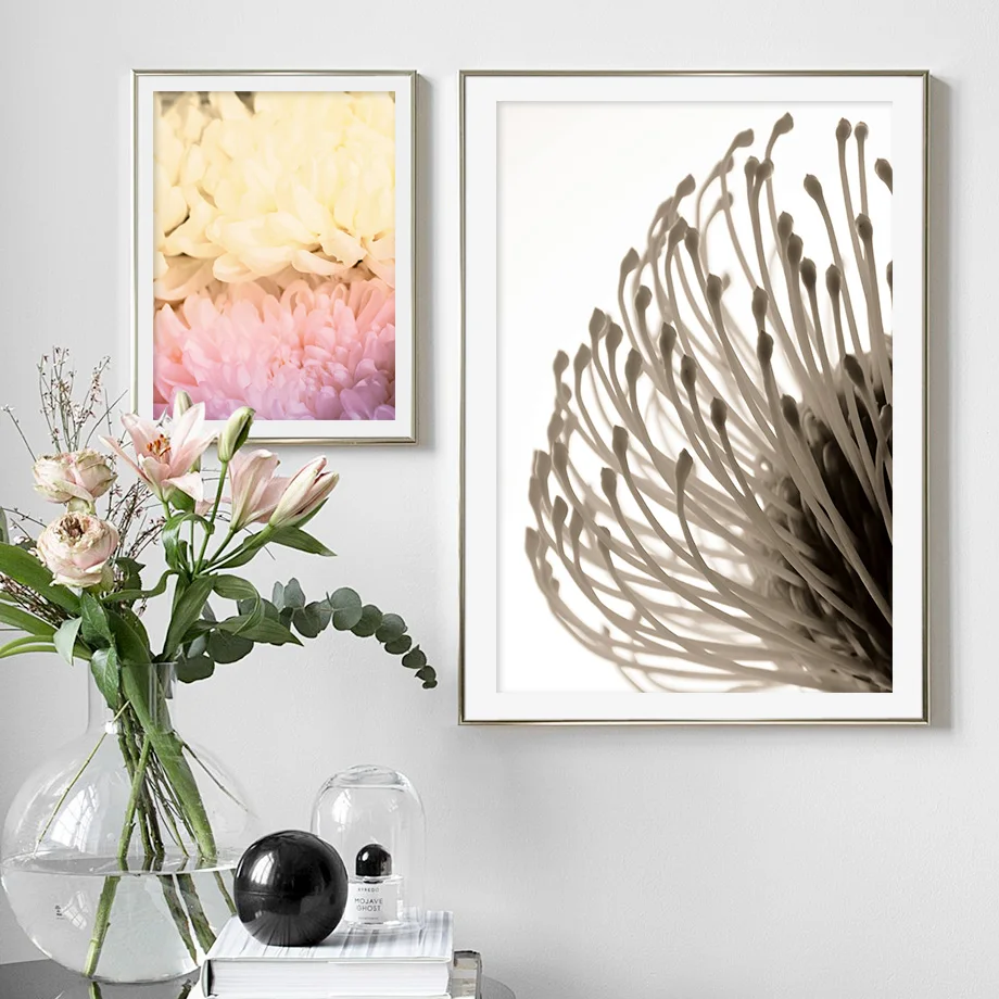 Plant Pink Flower Love Quotes Wall Art Canvas Painting Nordic Posters And Prints Wall Pictures For Living Room Bed Room Decor