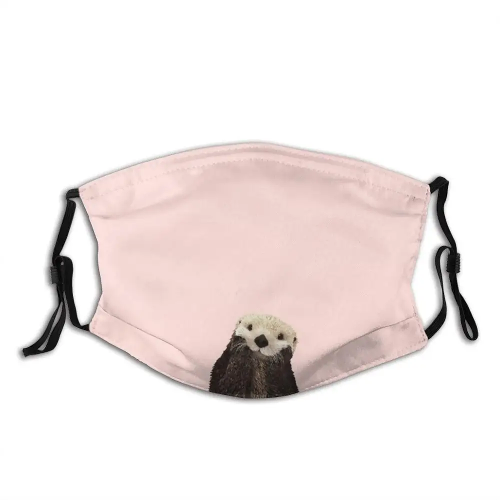 

Cute Otter Against A Rose Gold Background. Minimalist. Coastal. Adorable. Funny Print Reusable Pm2.5 Filter Face Mask Otter