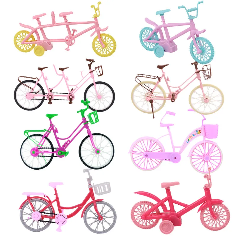 Mixed Style Doll Accessories Pink Green Plastic Bicycle Bike Outdoor Sports Toy for Barbies Doll Dollhouse for Ken Kids Toys Set