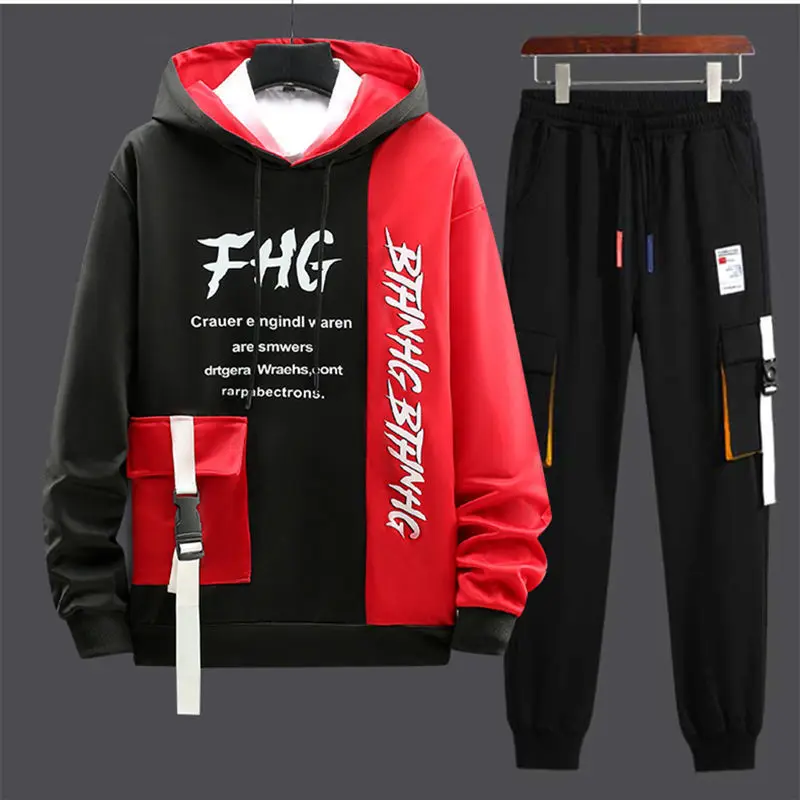 Fashion Men\'s Sets Japan Style Trend Pullover Hoodies Men+Casual Harajuku Streetwear Sweatpants Spring Autumn Men Clothing Sets