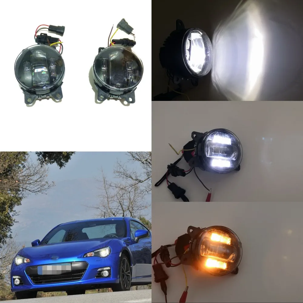 

July King 6000k 3000LM Car LED Fog Lamp Case for Subaru BRZ 2013-2017 etc, 20W Lens Fog Lamp + 6W DRL+ 4W Yellow Turn Signals