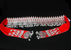 Miao – ceinture de taille Hmong argentée pour femmes, garniture de Festival, danse