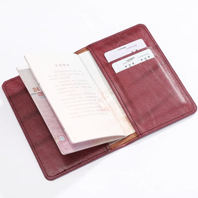 New High Quality Leather Passport Wallet Stamped Compass Pattern Passport Cover Unisex Travel Multifunction Bank Card ID Holder