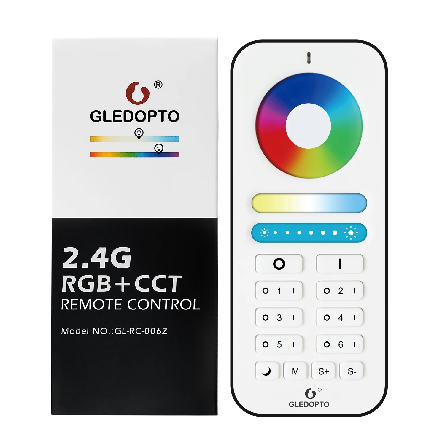 GLEDOPTO Smart Home 2.4G RGBCCT 6 Zone Group Control RF Remote Control Work with Pro Series RGBCCT Controller LED Bulb Spotlight