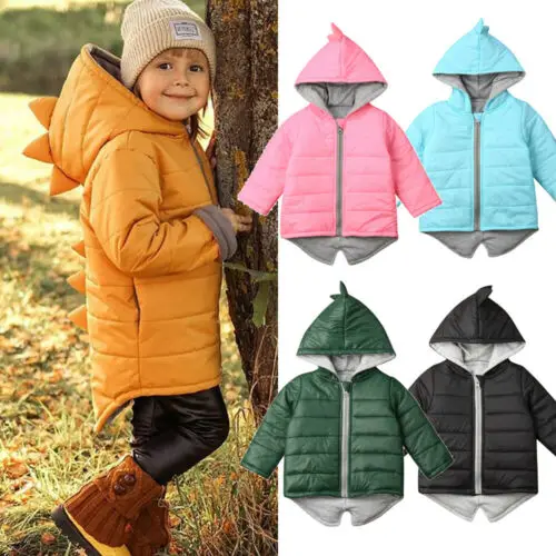 Pudcoco 2020 Kids Toddler Baby Girl Boy Hoodie Zipper Winter 1-7Y Thick Coat Warm Jacket 3D Dinosaur Outwear Coats Jackets