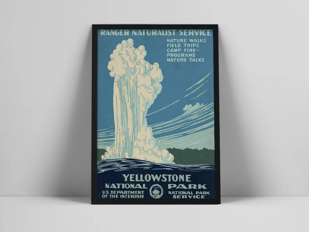 Yellowstone Vintage Travel Poster American National Park Classic Wall Art Poster Geyser Print Painting Art Living Room Decoratio