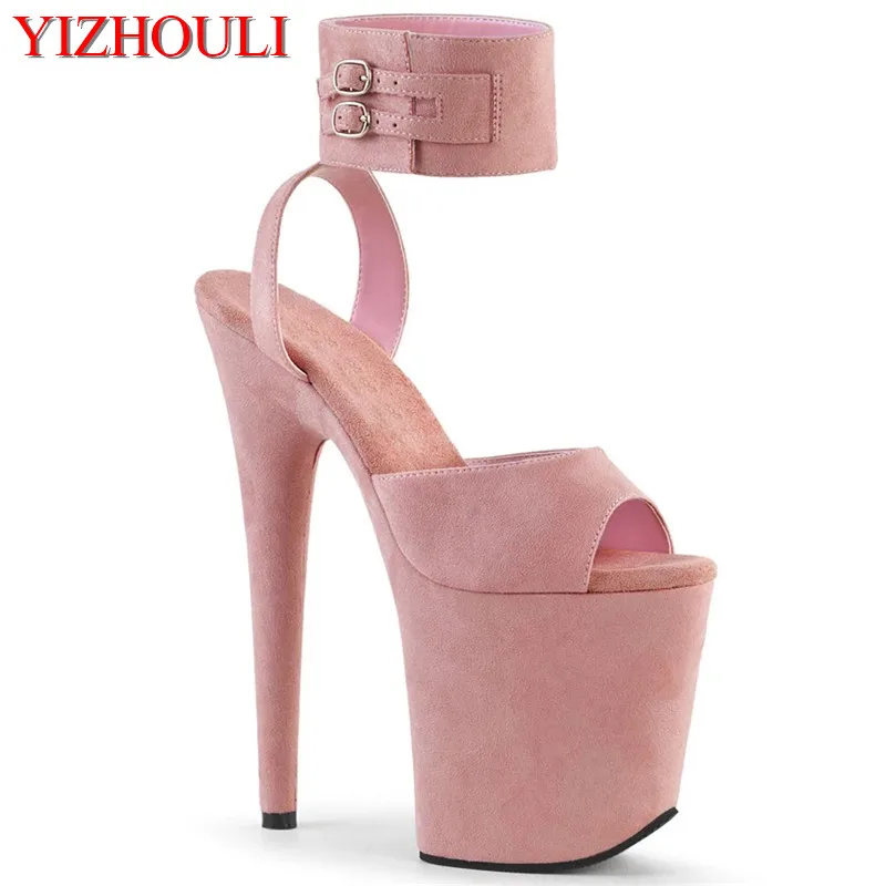 20 cm high princess party shoes, 8 inch sexy heels, suede bags and soles, pole dancing shoes