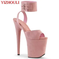 20 cm high princess party shoes, 8 inch sexy heels, suede bags and soles, pole dancing shoes