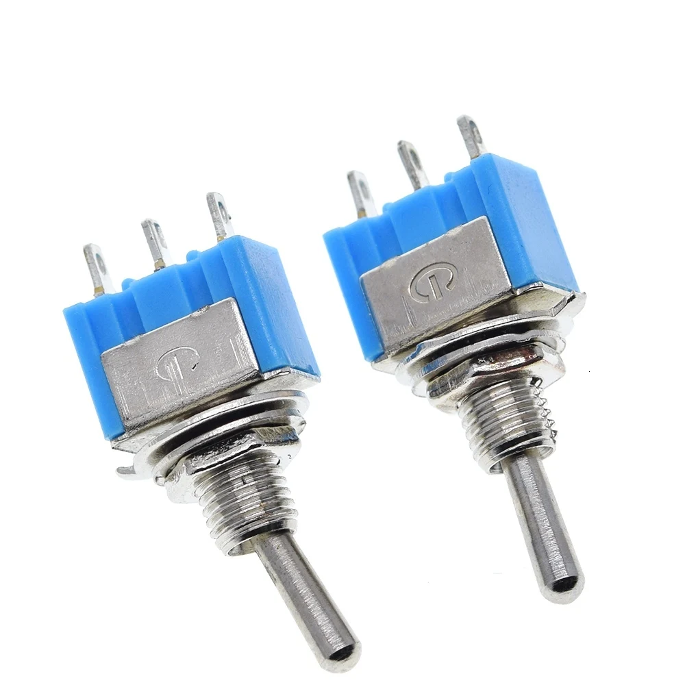 10Pcs SPDT ON/ON AC125V 6A Blu Mini 2 Posizioni 3 Spilli A Scatto Micro Interruttori A Levetta MTS-102