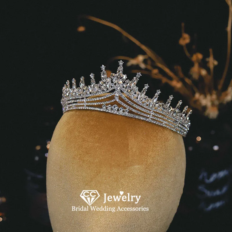 

CC Women Crown Wedding Hair Accessories Bridal Headpiece Engagement Jewelry Crystal Tiaras and Crowns Shining Charms Gift AN271