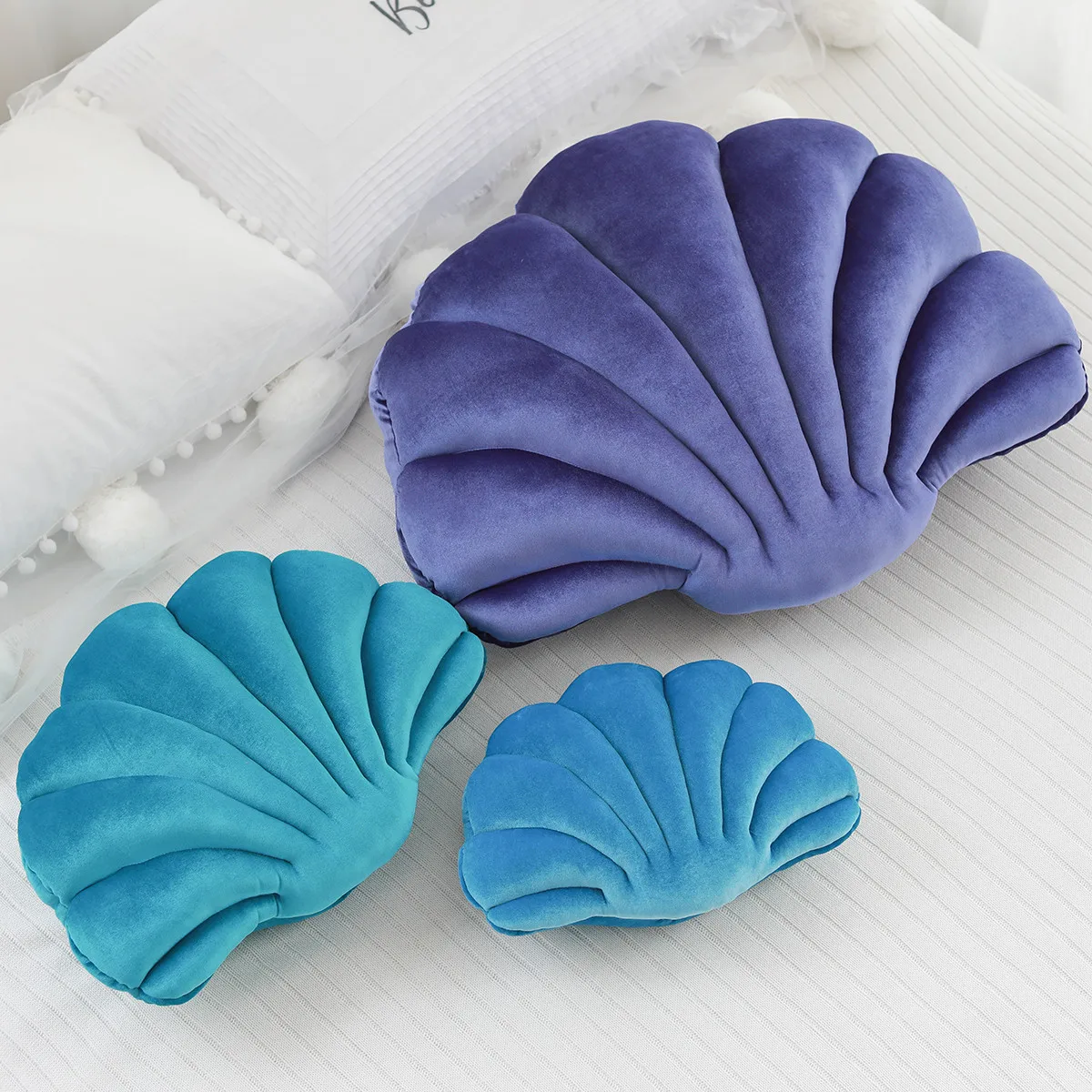 Popular Korean Velvet Shell Simulation Plush Pillow Full Colorful High Quality Cushion Big Size Home Photo Decor Special Gift