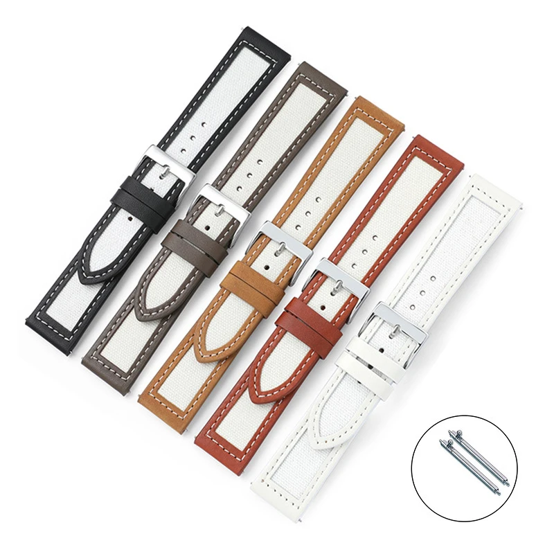 22mm watch strap watchbands Leather + canvas strap for amazfit/Huawei/Samsung smart watch strap accessories UTHAI Z78