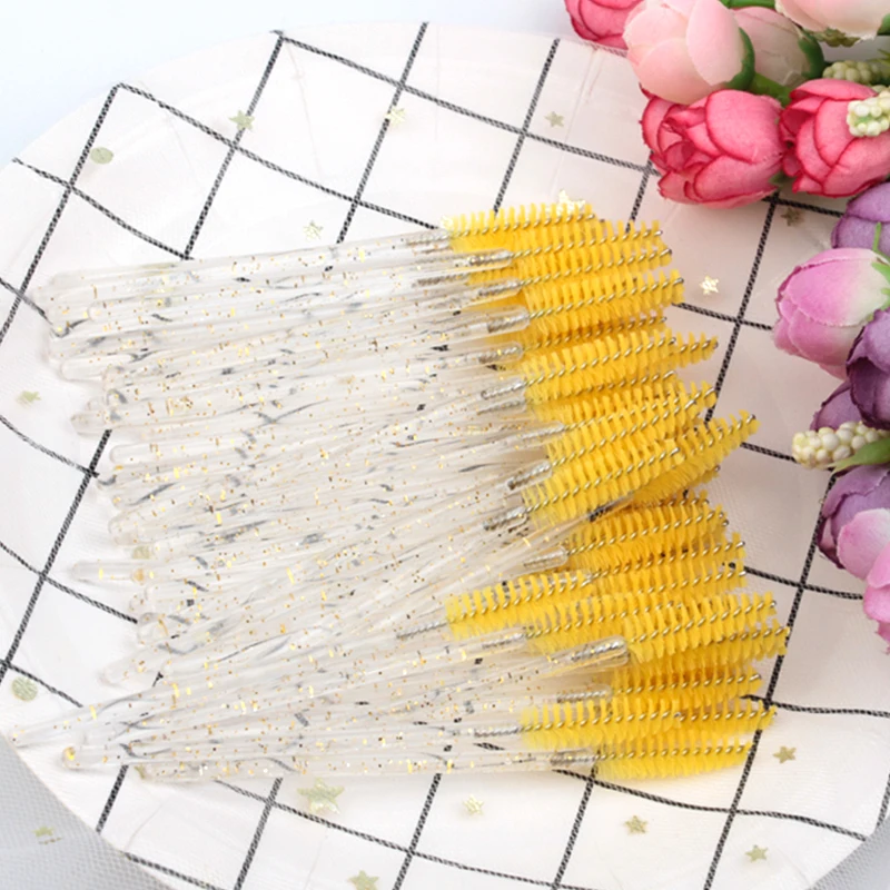 MEISHENJIE Good Quality Disposable 5-50 Pcs Crystal Eyelash Makeup Brushes Diamond Handle Mascara Wands Eyelash Extension Tools